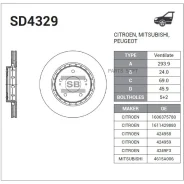 ���� ��������� �������� Mitsubishi Outlander I-III SD4329 Sangsin Brake SD4329 SD4329 ����