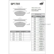 ������� ��������� AUDI A3 97/VW G4/Skoda Octavia 9709 1.4/1.6/1.8 �������� SP1701 Sangsin Brake SP1701 SP1701 ����