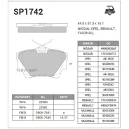 ������� ��������� �������� Renault Trafic 80CDi/101CDi 01, Opel Vivaro 1.9-2.5TDi 01 SP1742 Sangsin Brake SP1742 SP1742 ����