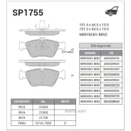 ������� ��������� �������� MB W202 2.3/2.4/2.8/W210 2.0-3.0D 95 SP1755 Sangsin Brake SP1755 SP1755 ����