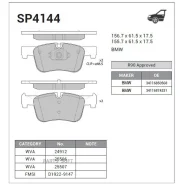 ������� �������� BMW 1 (F20) 10-, 3 (F30) 12- SP4144 Sangsin Brake SP4144 SP4144 ����