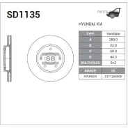 ���� ��������� Hyundai Creta/i30 11-/KIA CEED 12- �������� ����. D 280�� SD1135 Sangsin Brake SD1135 SD1135 ����