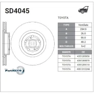 ���� ��������� (�������) Toyota Avensis (T250) 03-08 Sangsin Brake SD4045, �������� SD4045 ����