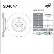 ���� ��������� (�������) Lexus RX 97-03 / Toyota Camry 01-06 Sangsin Brake SD4047, �������� SD4047 ����