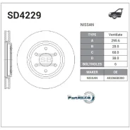 ���� ��������� (�������) Nissan Pathfinder 04-14 / Navara 04-15 Sangsin Brake SD4229, �������� SD4229 ����
