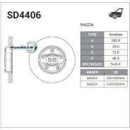���� ��������� (�������) Mazda 6 02-08 / Atenza 02-07 Sangsin Brake SD4406, �������� SD4406 ����