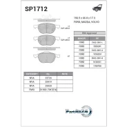 ������� ��������� FORD Focus II 04-/III 10-/Mazda 3 03-/Volvo S40 04- �������� Sangsin Brake SP1712 SP1712 ����