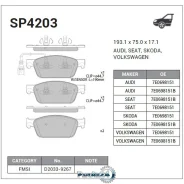 ������� ��������� VW Multivan V/Transporter V (2E4) 09- �������� � ����. Sangsin Brake SP4203 SP4203 ����