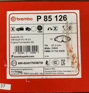 ������� ��������� �������� - �����:Brembo - ���:P85126 (5Q0698151) Brembo P85126 P85126 ����