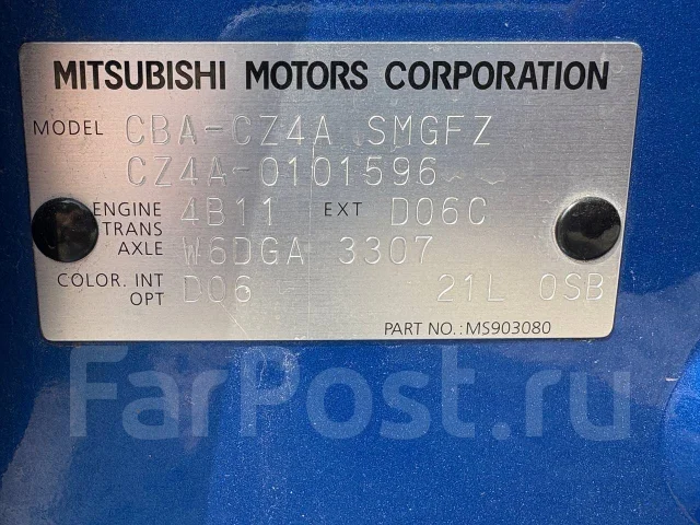 Mitsubishi Lancer Evolution. CZ4A0101596, 4B11DB7618 ����