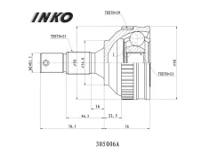 ���� ������� 25/23 ABS 29 ����� ����/��� Peugeot�306�7D, ��N3, ��N5��1994. �03- Inko 305006A 305006A ����