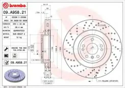 ���� ��������� UV Coated, �������� ��� Mercedes-BENZ GLE, Mercedes-BENZ M-Class, Mercedes-BENZ GL-Class GL Brembo 09. A958.21 09A95821 ����