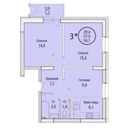 3-���������, ����� ������ 12. ���������������, ����������, 59,1���.��., 15/16 ���� ����