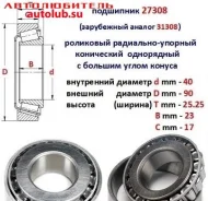 ��������� 27308 ���������� �������� 3302 ����� 3,5�,53,3307 ��������, ������ SKF 31308 ����