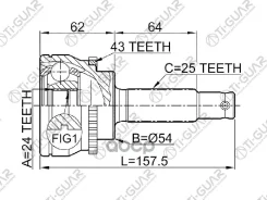 ���� �������� /TI-GUAR ��� Legnum 1996-/ABS /24*54*25; TG-7233Z43; (0410-033A43) MI033A43 MR196758 24*54*25 / OUT / Legnum 96- 0410033a43/317121a/co55...