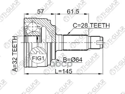 ���� �������� /TI-GUAR ��� Honda CR-V 1998-2000, Inspire UA1 UA2 1995-1998, Prelude 1996-2001 /32*64*28; TG-4433; (HOE033A HO033 TG4433Z50) HO33 HO033...