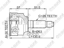 ���� �������� /TI-GUAR ��� Honda Accord CL7 2003-2006, Civic FD2 2006- K20A7 K24A4 /30*63*26; TG-4460; (HO-060) 44305SDET00 44305SDCA00 44014SNG000 30...