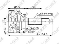 ���� �������� /TI-GUAR ��� Nissan Avenir W10 1990-1993, Primera P11 1990-1997, Bluebird U12 /ABS / 23*56*27; TG-7419Z42; (TG-7419 NI019A42 0210019A42...
