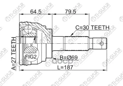 ���� �������� /TI-GUAR ��� Toyota Prado 1996-2002 #ZJ9#, Hilux Surf 1995-2002 RZN185 /27*69*30; TG-9538; (TO-038 TOE038) 4343035030 0110038 N12292H 27...