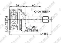 ���� �������� /TI-GUAR ��� Toyota Avensis CDT220 1Cdftv 1999-2003 /� ABS /24*56*26; TG-9556Z48; 0110056A48 329137A 4341005280 4341005310 4342005140 CO...
