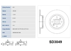 ���� ��������� ����� Renault 7701208252 Sangsin SD3049 Logan I � ABS �� ���� D=259�� (DF4381, BN1123) SD3049 ����