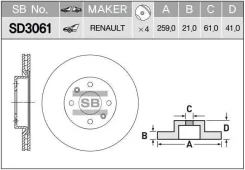 ���� ��������� ����� Renault 7700780892 Sangsin SD3061 Logan/Sandero D=259�� (DF2586, K000280) SD3061 ����