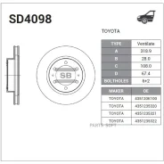 ���� ��������� Toyota LAND Cruiser 150 10- �������� SD4098 Sangsin Brake SD4098 SD4098 ����