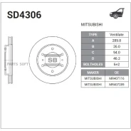 ���� ��������� Mitsubishi Pajero III/Pajero Sport 98- �����. Sangsin Brake SD4306 SD4306 ����