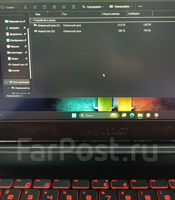 MSI Thin GF63 12UCX. 15.6", 2����, ��� 8 ��, ���� 256���, WiFi: 1, Bluetooth: 1, ����������� �� 8��. ����