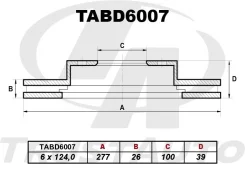 ��������� ���� (TA)(FR) Terrano WD21 (93-)/Mistral R20 (94-)/Datsun D22 (97-00)/Datsun Truck D21 (95-)/Terrano2 R20 (02-), ������ �������� TABD6007 ��...