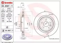 ���� ��������� UV Coated, ������ ��� Volvo V60, Volvo V70 III, Volvo S80 II Brembo 09.9587.11 09958711 ����