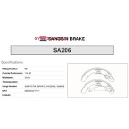 ������� ����������! Skoda Octavia/Roomster 96, VW Caddy 96 SA206 Sangsin Brake SA206 SA206 ����