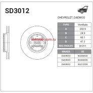 ���� ��������� ��������! Daewoo Nubira 1.6/2.0 16V 97 Sangsin Brake SD3012 SD3012 ����