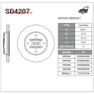 ���� ��������� ��������! Nissan Livina X-Gear/Tiida JPN make/ Tiida Latio 04 Sangsin Brake SD4207 SD4207 ����