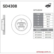 ���� ��������� ��������! Mitsubishi Pajero Pinin 1.8/1.8GDi/2.0GDi 99 Sangsin Brake SD4308 SD4308 ����