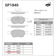 ������� �������� ��������! Renault Laguna II 1.6i/1.8i/1.9DCi 01 ���� 15 SP1840 Sangsin Brake SP1840 SP1840 ����