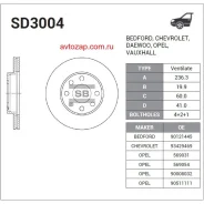 ���� ��������� ��������! Daewoo Lanos/Nexia 1.3/1.5i 95-04 Sangsin Brake SD3004 SD3004 ����