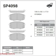 ������� �������� ��������! Hyundai i30 07, Kia Ceed 07/Carens 02 SP4098 Sangsin Brake SP4098 SP4098 ����