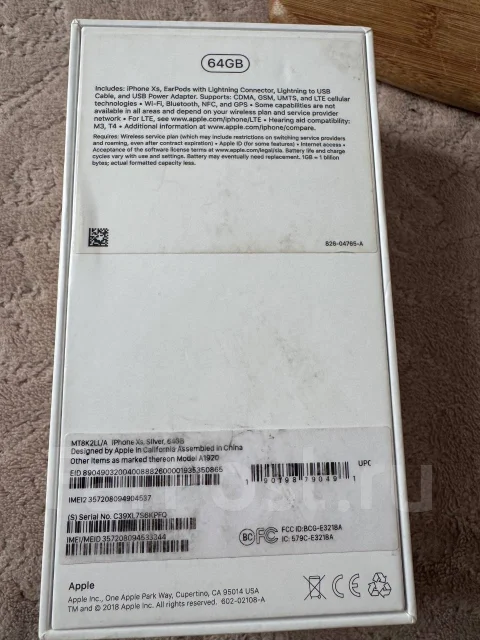 Apple iPhone Xs. �/�, 64 ��, �����������, 3G, 4G LTE, NFC, eSIM ����
