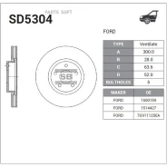���� ��������� FORD Mondeo IV 07- d 13.7�� �������� SD5304 Sangsin Brake SD5304 SD5304 ����