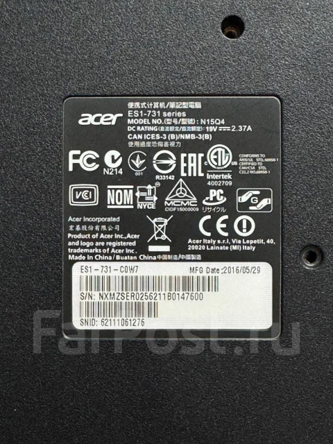 Acer Aspire ES1-731. 17.3", 1,6����, ��� 8 ��, ���� 500���, WiFi: 1, Bluetooth: 1, ����������� �� 3��. ����