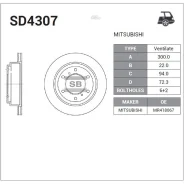 ���� ��������� (�����) Mitsubishi Pajero 99-20 / Montero 00- Sangsin Brake SD4307, ������ SD4307 ����
