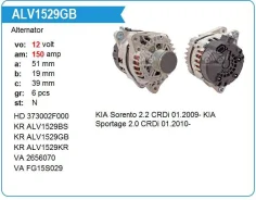 ��������� Hyundai i10 1.1 [G4HG] 01.2010- 150A Motorherz ALV1529BS ����