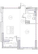 1-���������, ����� ������ 14/1. ����������, 45,9���.��. ����� � I ��. 2027 ����