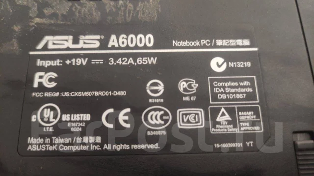 Asus. 15.5", 2,1����, ��� 512 ��, ���� 1���, WiFi: 1, Bluetooth: 1, ����������� �� 1��. ����