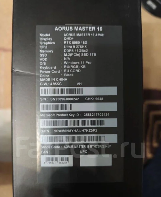 Gigabyte Aorus 16. 16", 2,7����, ��� 32 ��, ���� 1 024���, WiFi: 1, Bluetooth: 1, ����������� �� 5��. ����