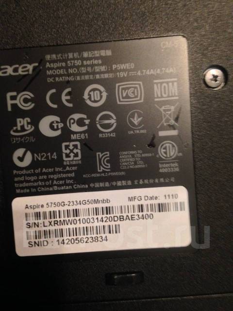 Acer Aspire 5750G. 15.6", 2,2����, WiFi: 1, Bluetooth: 1 ����