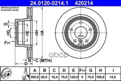 ���� ��������� BMW 1(E87) 07- ����.300x20 ��. 5 ��� Ate ���. 24012002141 24012002141 ����