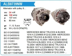 ��������� 28V/100A, ���� 8 ������ Atego/Actros/Actros II/Axor/Bus/Kamaz 5490 Krauf ALB8739NW ALB8739NW ����