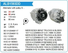 ��������� ���������� 28V/80A, MB Atego, Actros, Actros II Krauf ALB1593DD ALB1593DD ����